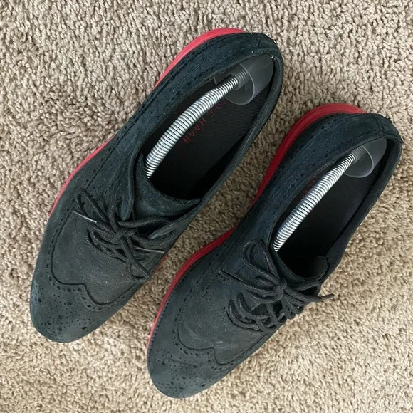 Mens black & red cole Haan shoes. Maybe worn 3 times. Basically brand new ZERØGRAND Eon Wingtip Oxford-C33958-BLACK-TANGO RED – Cole  main image 2